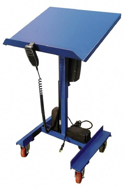 Mobile Electric Lift Table: 300 lb Capacity, 31-1/2" Lift Height, 24" Platform Width, 24" Platform Length