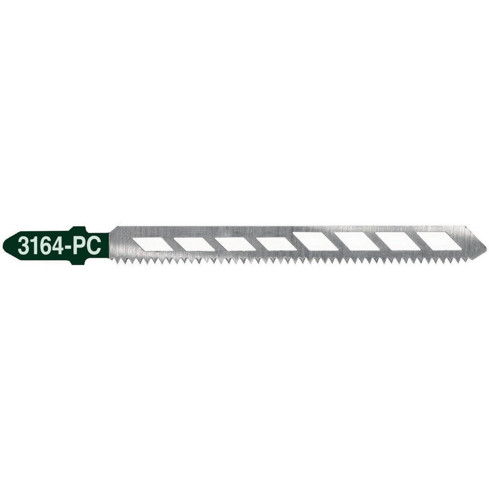 Jig Saw Blades; Blade Material: Alloy Steel; Blade Length (Inch): 3.93701; Blade Length (mm): 100.0000; Blade Width (Decimal Inch): 0.3150; Blade Thickness (Decimal Inch): 0.0570; Shank Type: T-Shank; Cutting Edge Style: Toothed