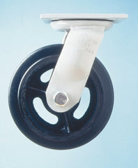 Swivel Top Plate Caster: Mold on Rubber, 5" Wheel Dia, 2" Wheel Width, 675 lb Capacity, 6-1/2" OAH