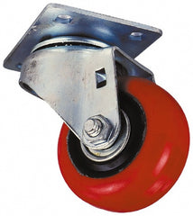 Swivel Top Plate Caster: Polyolefin, 4" Wheel Dia, 1-1/4" Wheel Width, 300 lb Capacity, 5" OAH