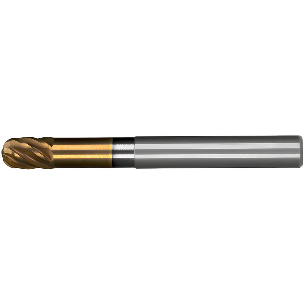 Ball End Mill: 5/8" Dia, 3/4" LOC, 6 Flute, Solid Carbide