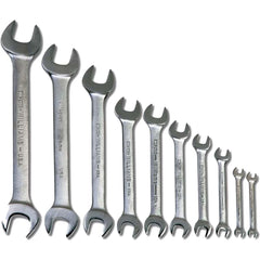 Double Head Open End Wrench Set: 10 Pc, Metric