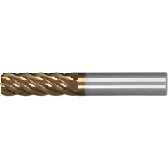 Corner Radius End Mill: 3/4" Dia, 2" LOC, 0.1900" Radius, 6 Flute, Solid Carbide