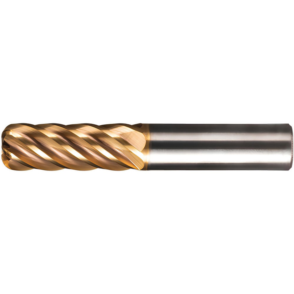 Corner Radius End Mill: 1" Dia, 1-3/4" LOC, 0.2500" Radius, 6 Flute, Solid Carbide