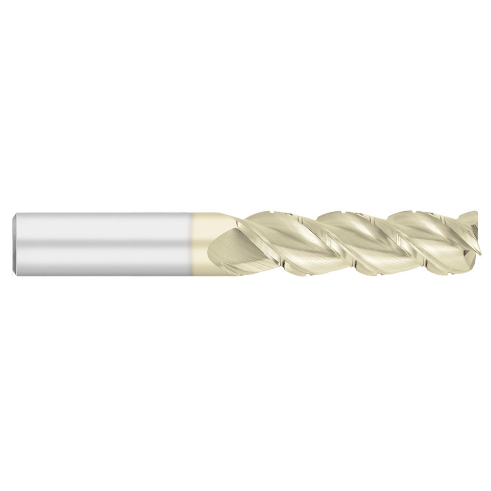 Corner Radius End Mill: 5/16" Dia, 1-3/8" LOC, 45 deg Helix, Corner Radius End, Centercutting Series General Purpose End Mills - Carbide - Aluminum - 3 Flute - Corner Radius - 45¬∞ Helix - Chipbreaker