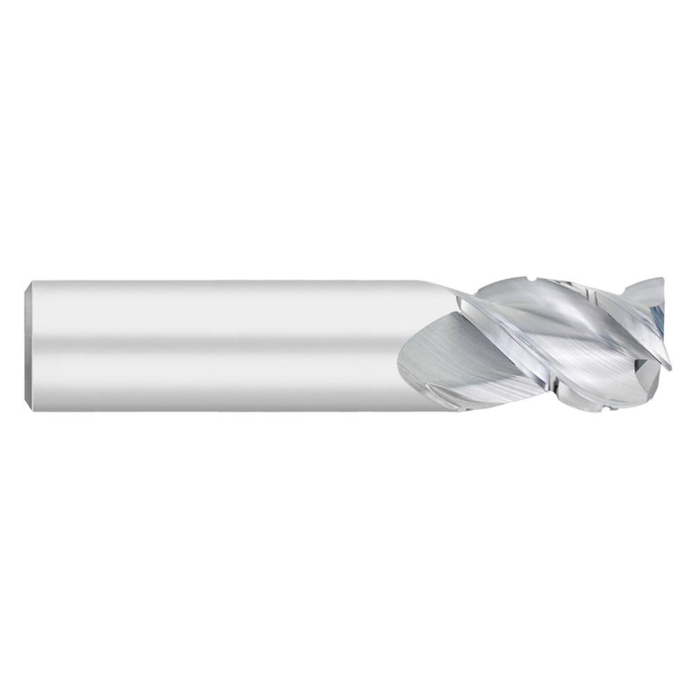 Corner Radius End Mill: 3/8" Dia, 5/8" LOC, 0.0150" Radius, 3 Flute, Solid Carbide