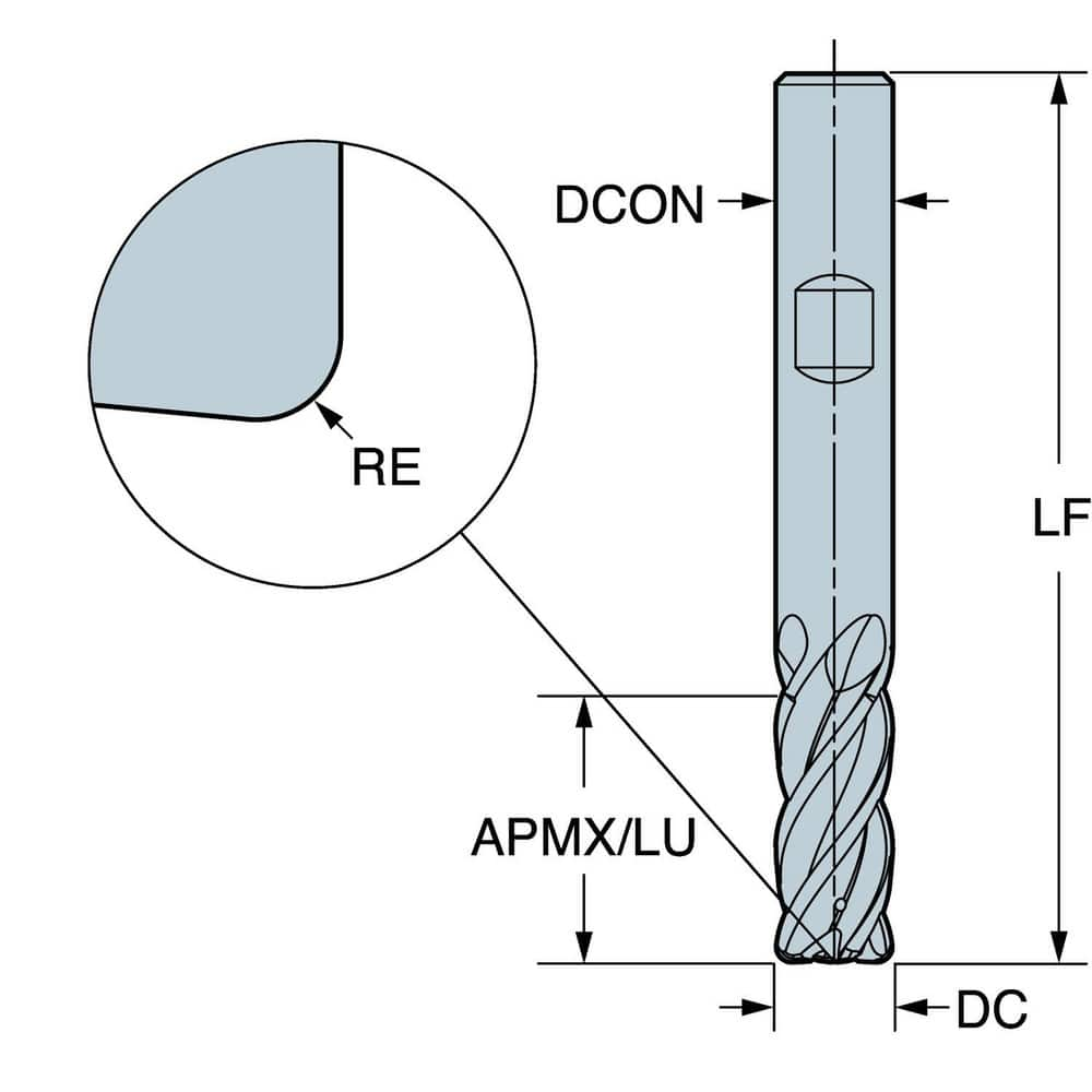 .050 x 1/8 x .075 LOC x 2-1/2 OAL (.250'' Reach) 3 Flute Miniature Solid Carbide Ball Nose End Mill-AlTiN