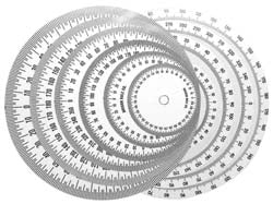 Graduated Dial Rules; Diameter (Inch): 4; Reading Direction: Dual Direction; Graduation (Degrees): 1.00; Hole Diameter (Inch): 11/32; Color: White