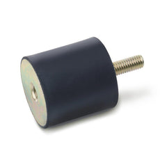 Vibration Isolators; Isolator Type: Plate/Stud; Insert Material: Zinc-Plated Steel; Isolator Material: Natural Rubber; Maximum Load Capacity: 516.00 N; Top Diameter: 25.00; Bottom Diameter: 25; Thread Size: 1/4-20; Overall Width: 25 mm