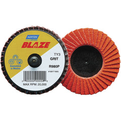 Flap Disc:  3" Dia, 36 Grit, Ceramic Alumina, Flat