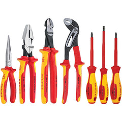 Combination Hand Tool Set: 7 Pc, Insulated Pliers & Screwdriver Set in Tool Roll