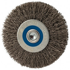 Wheel Brush: 3" Wheel Dia, 3/4" Face Width, 0.0118" Wire Dia,  Crimped