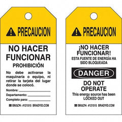 Do Not Operate Tag: 5-3/4" High, 3" Wide, Polyester, "PRECAUCION"