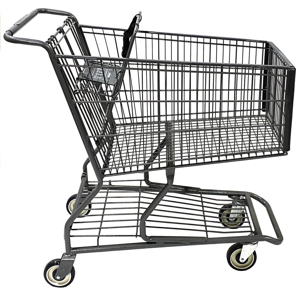 Shopping Cart Utility Cart: 41-53/100" Long, 22-29/32" Wide, Metal, 270.000 lb Capacity, Gray