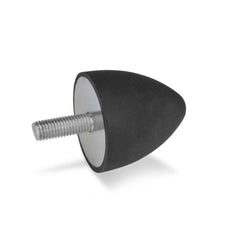 Vibration Isolators; Isolator Type: Plate/Stud; Insert Material: Zinc-Plated Steel; Isolator Material: Natural Rubber; Maximum Load Capacity: 195.00 N; Top Diameter: 20.00; Thread Size: M6x1; Overall Width: 20 mm