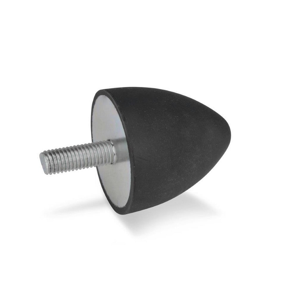 Vibration Isolators; Isolator Type: Plate/Stud; Insert Material: Zinc-Plated Steel; Isolator Material: Natural Rubber; Maximum Load Capacity: 46.00 N; Top Diameter: 10.00; Thread Size: M5x0.8; Overall Width: 10 mm