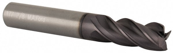 Square End Mill: 3/8" Dia, 7/8" LOC, 4 Flute, Solid Carbide