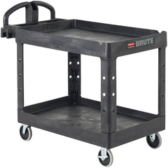 Service Utility Cart: 39" Long, 25-1/4" Wide, Resin, 500 lb Capacity, Black