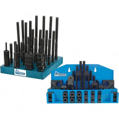 Fixture Clamp Step Block & Clamp Set: 52 Pc, 3/8-16 Stud Thread, 1/2" T-Slot, 1" Step Block Width