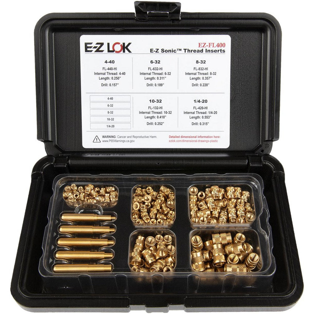 Thread Repair Kits; Kit Type: Threaded Insert; Insert Thread Size (Inch): #8-32, #10-32, 1/4-20, #4-40, #6-32; Includes Drill: No; Includes Tap: No; Includes Installation Tool: No; Includes Tang Removal Tool: No