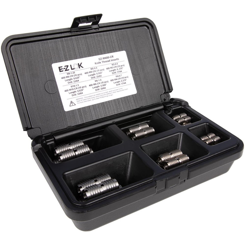 Thread Repair Kits; Kit Type: Threaded Insert; Insert Thread Size (mm): M4x0.7, M6x1, M8x1.25, M5x0.8, M3x0.5; Includes Drill: No; Includes Tap: No; Includes Installation Tool: No; Includes Tang Removal Tool: No