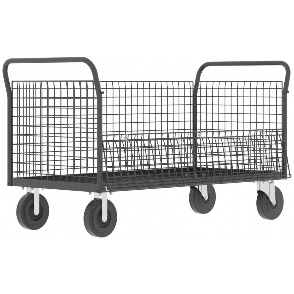 Cage Utility Cart: 64" Long, 30" Wide, Steel, 2000 lb Capacity, Gray