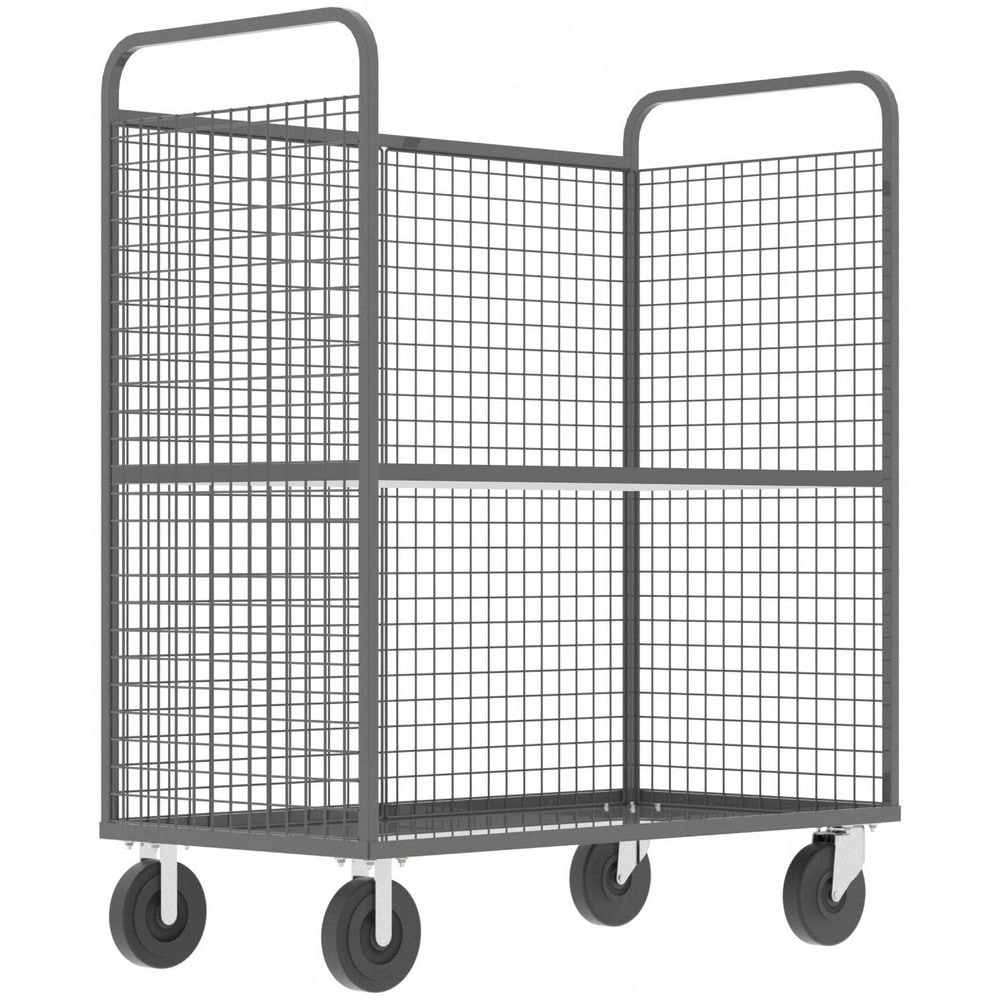 Cage Utility Cart: 57" Long, 30" Wide, Steel, 1600 lb Capacity, Gray