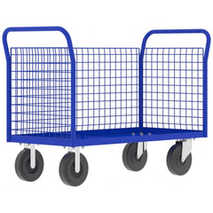 Cage Utility Cart: 52" Long, 24" Wide, Steel, 2000 lb Capacity, Blue