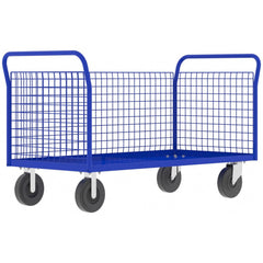 Cage Utility Cart: 64" Long, 30" Wide, Steel, 2000 lb Capacity, Blue