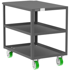 Shelf Utility Cart: 41" Long, 24" Wide, Steel, 2000 lb Capacity, Gray