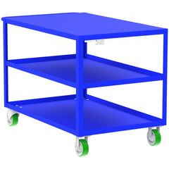 Shelf Utility Cart: 53" Long, 30" Wide, Steel, 2000 lb Capacity, Blue