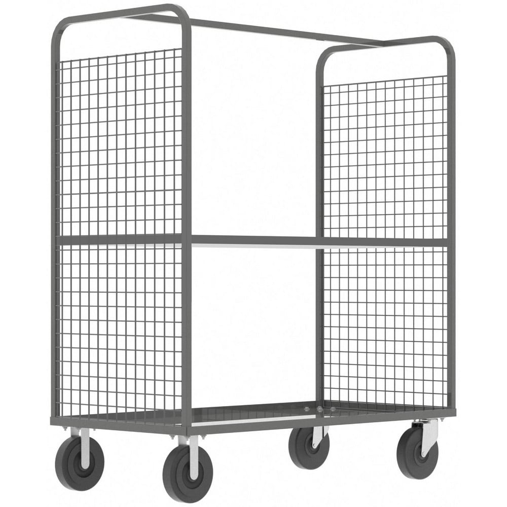 Cage Utility Cart: 57" Long, 30" Wide, Steel, 1600 lb Capacity, Gray