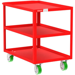 Shelf Utility Cart: 41" Long, 24" Wide, Steel, 2000 lb Capacity, Red