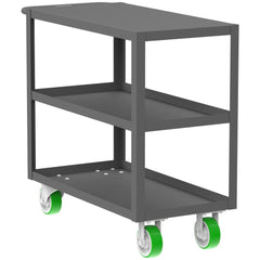 Shelf Utility Cart: 41" Long, 18" Wide, Steel, 2000 lb Capacity, Gray