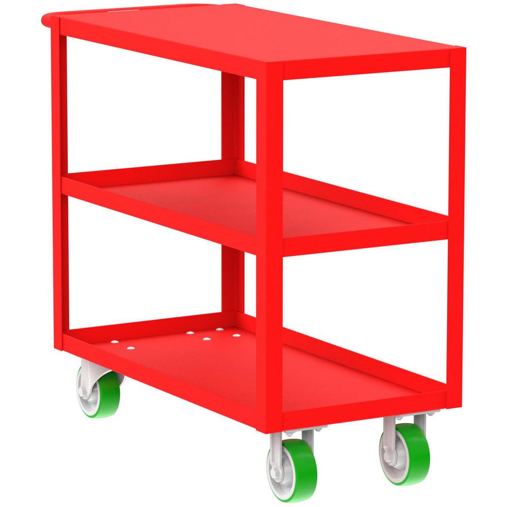 Shelf Utility Cart: 41" Long, 18" Wide, Steel, 2000 lb Capacity, Red