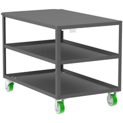 Shelf Utility Cart: 53" Long, 30" Wide, Steel, 2000 lb Capacity, Gray