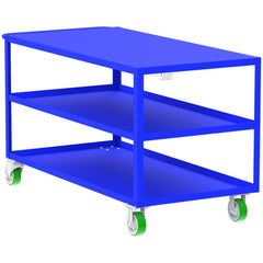 Shelf Utility Cart: 65" Long, 30" Wide, Steel, 2000 lb Capacity, Blue