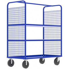 Cage Utility Cart: 57" Long, 30" Wide, Steel, 1600 lb Capacity, Blue