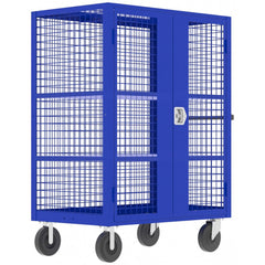 Security Utility Cart: 48" Long, 24" Wide, Steel, 2000 lb Capacity, Blue