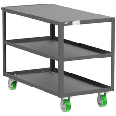 Shelf Utility Cart: 53" Long, 24" Wide, Steel, 2000 lb Capacity, Gray