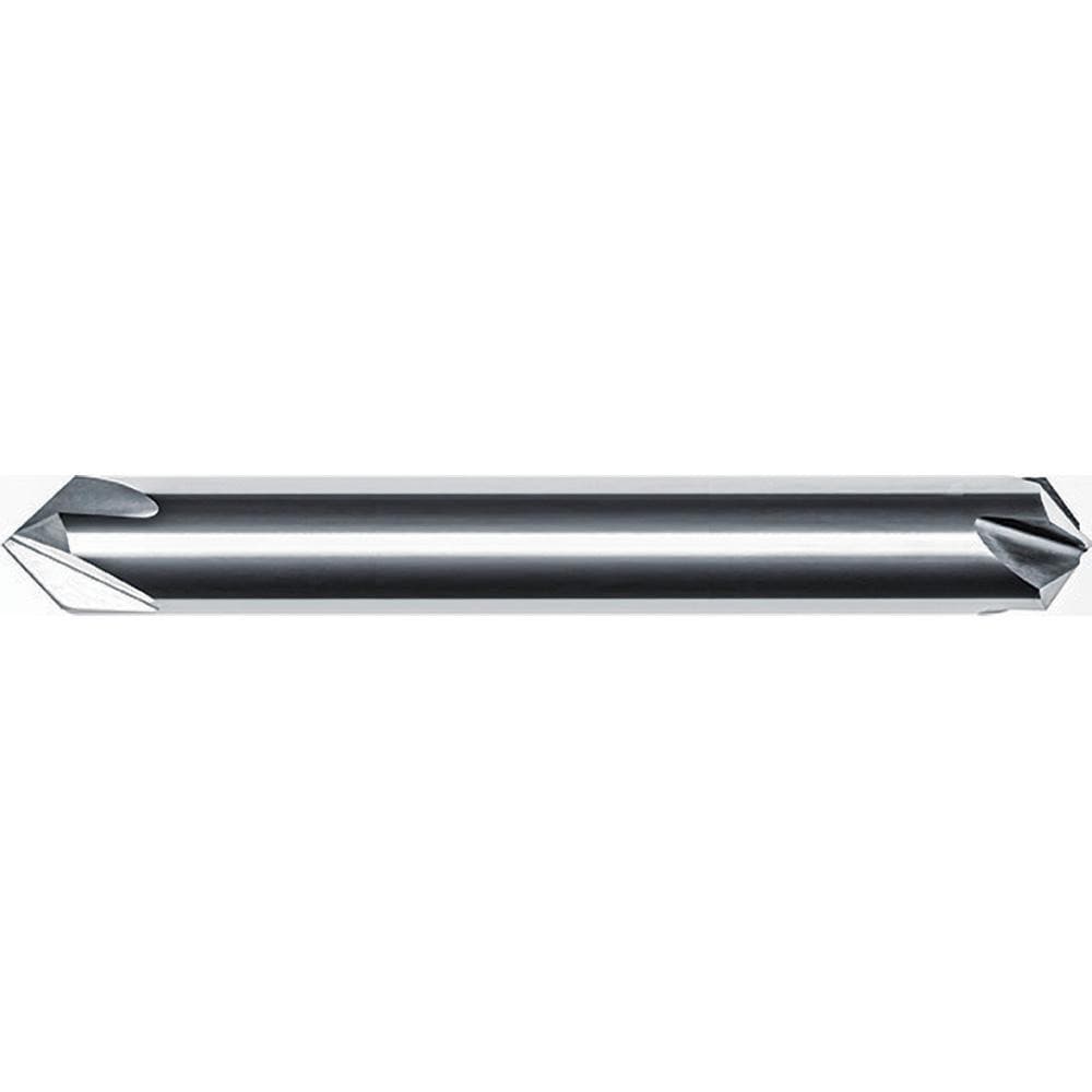 Chamfer Mill: 1/2" Dia, 1/2" Shank Dia, 120.00 deg, 4 Flute, Solid Carbide, Double End