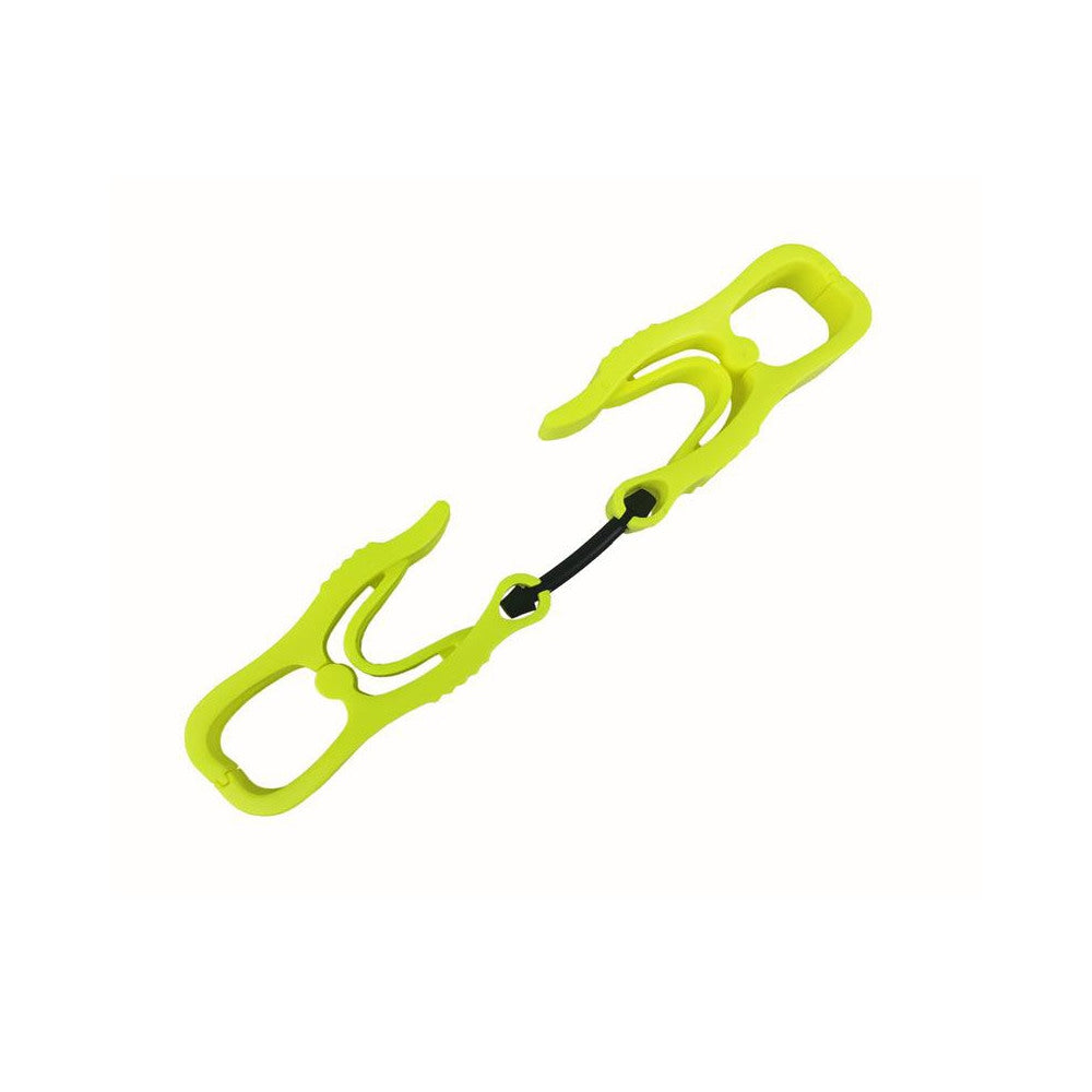 Glove Clip, Plastic, 6 3/8" Long, 0.375" Max Clip Opening, Lime, 1 Pair