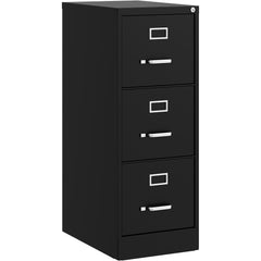 Vertical File Cabinet: 3 Drawer, Steel, Black