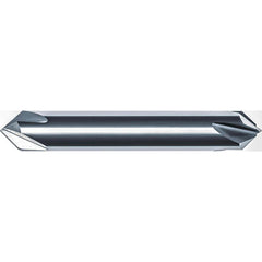 Chamfer Mill: 3/16" Dia, 3/16" Shank Dia, 60.00 deg, 4 Flute, Solid Carbide, Double End