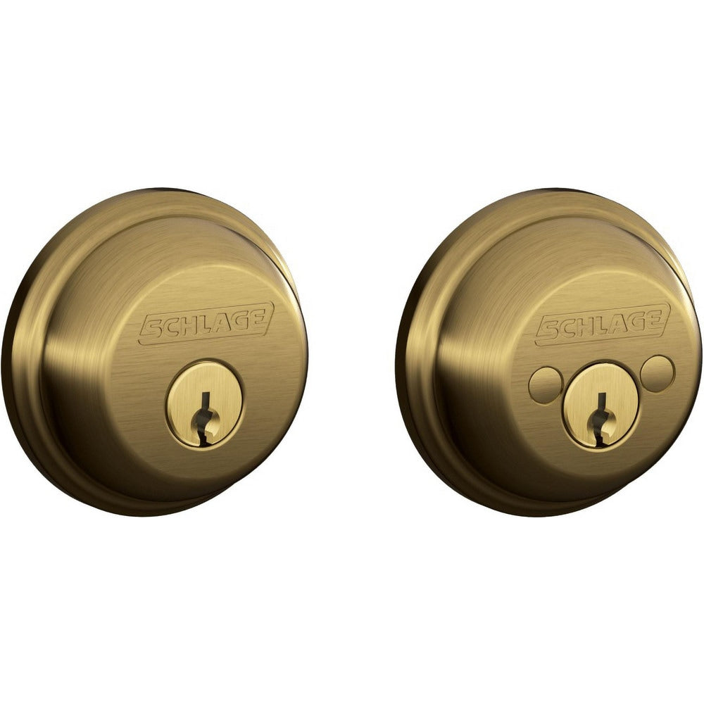 Deadbolts; Deadbolt Type: Deadbolt; Lock Type: Double Cylinder; Key Type: Schlage C; Mount Type: Through Hole; Material: Metal; Minimum Door Thickness: 1.375 in; Maximum Door Thickness: 1.75; Finish: Satin Brass