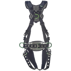 Fall Protection Harnesses:  400.000 Lb,  Construction Style,  Size 2X-Large,  For Construction,  Polyester, Back & Hips & Front D-Ring