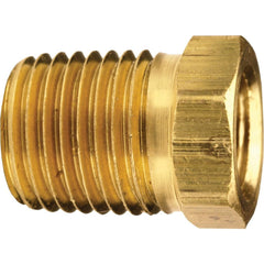 Brass & Chrome Pipe Fittings; Fitting Type: Reducer Bushing Male to Female; Fitting Size: 1 x 1/4; End Connections: MNPT x FNPT; Material Grade: CA360; Connection Type: Threaded; Pressure Rating (psi): 1000; Fitting Shape: Straight; Thread Standard: NPTF