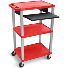 Utility Utility Cart: 18" Long, 24" Wide, Recycled Molded Plastic, 300 lb Capacity, Red