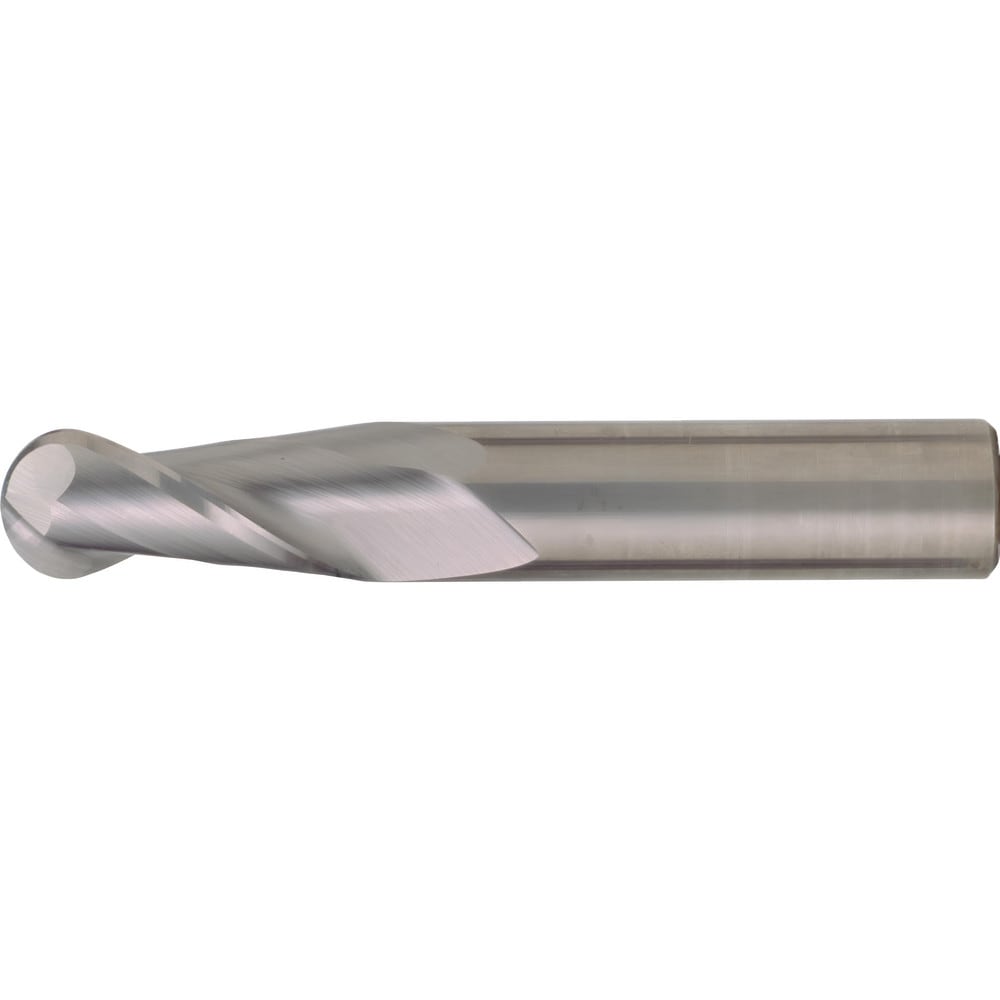 Ball End Mill: 1/16" Dia, 1/4" LOC, 2 Flute, High Speed Steel