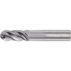 Ball End Mill: 3/8" Dia, 7/8" LOC, 4 Flute, High Speed Steel